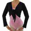 Zwarte cross-over balletvest voor dames - 7/8 mouw - Katoen - Alista Tie Up Cardigan