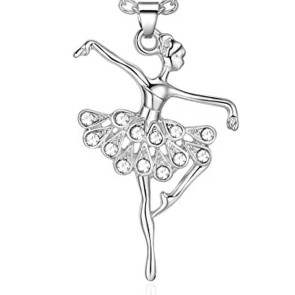 Alista B32068 ballerina ketting met danseres hanger zilver strass